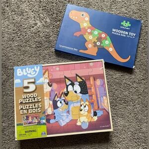 Bluey and Dinosaur Wooden Toddler Toddler Puzzles